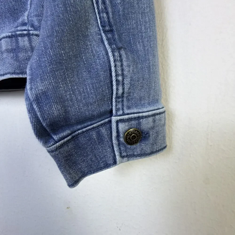 Gymboree Long Sleeve Appliqué Sunflower Girl’s Denim jean Jacket Size 7 sherpa